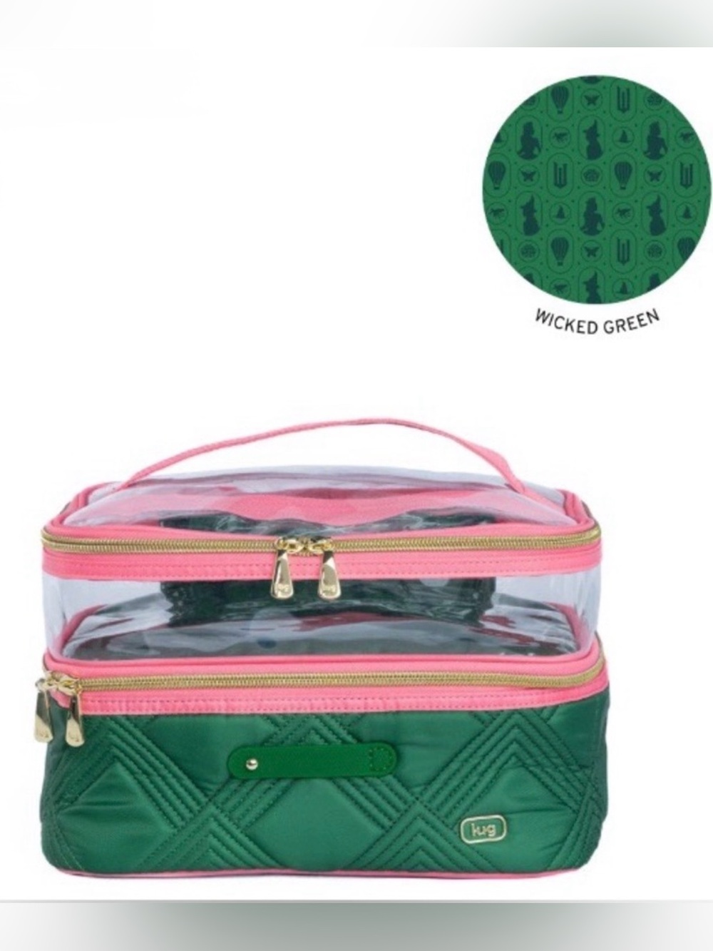 Lug x Wicked Whoosh Clearview Cosmetic Bag Case (Pink Green Glinda Elphaba Oz)